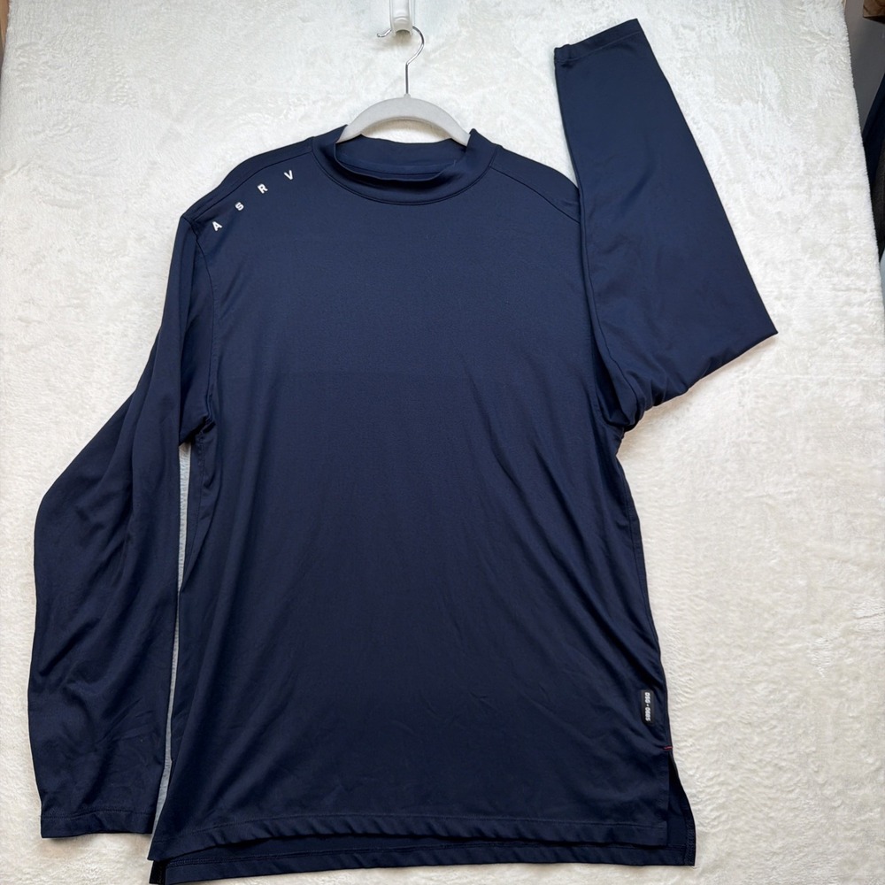 ASRV Long Sleeve Performance Training Shirt Navy Blue Crewneck Mens Large